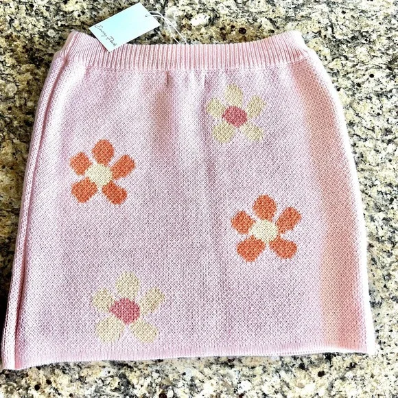 Emory Park Dolls Kill Size LARGE Knit Floral Sweater Mini Skirt Hippie Disco - Picture 5 of 11